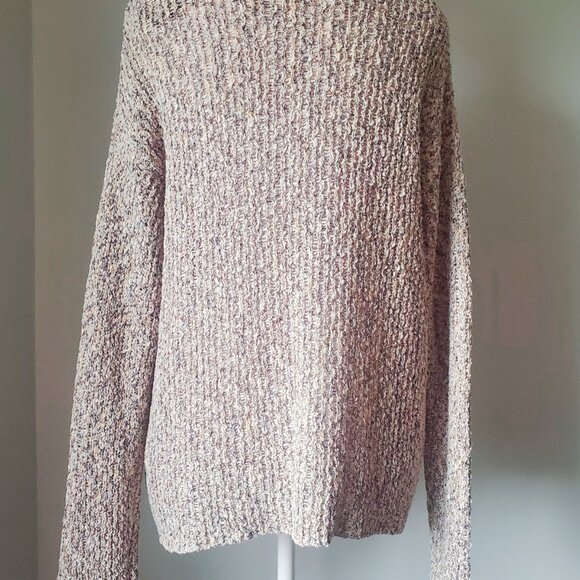 ROOTS Women's Round Neck Ribbed Knit Sweater Heathered Blush & Black Size Medium - Picture 7 of 10